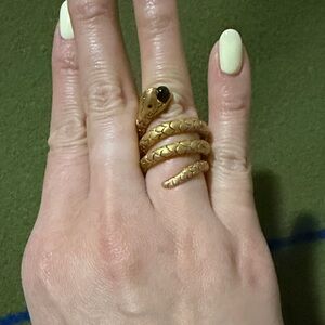 YSL Gold tone Snake Ring for Reptile Enthusiasts